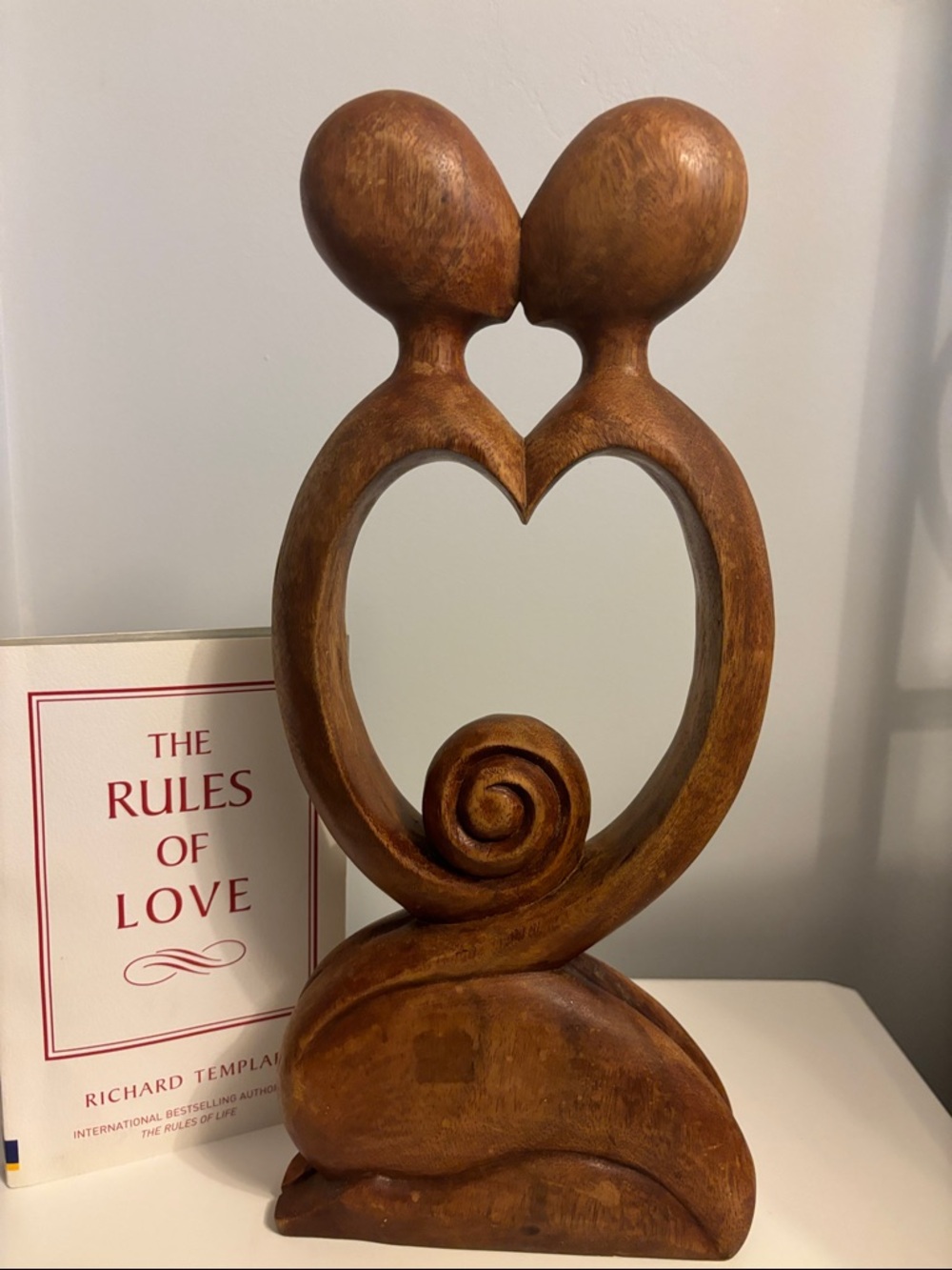 Handcrafted Heartwood Couple Sculpture - Brown